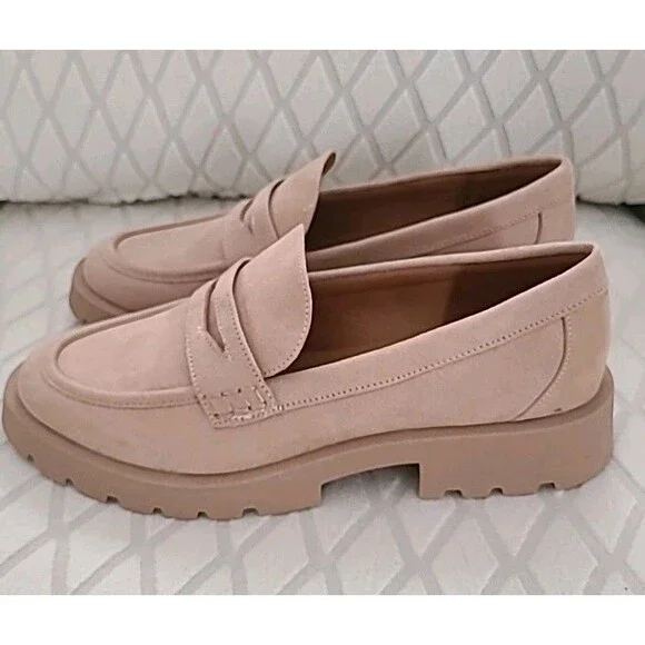 NWOT A New Day Tan Women's CHUNKY Faux Suede Penny Loafer Lug Sole Size 8 - Picture 4 of 8
